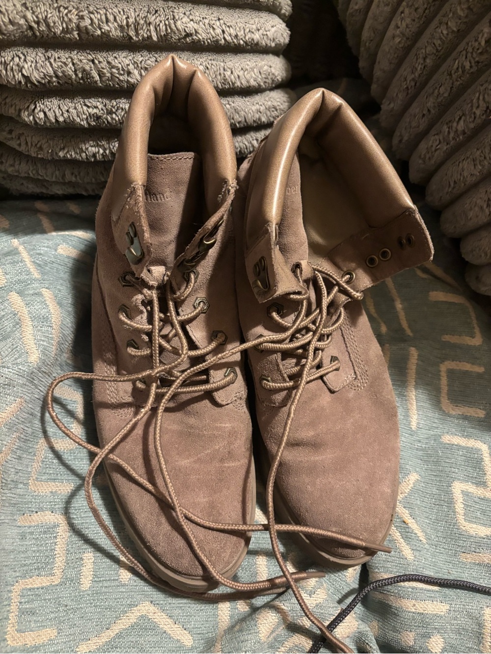 Timberland Taupe Suede Lace-Up Ankle Boots